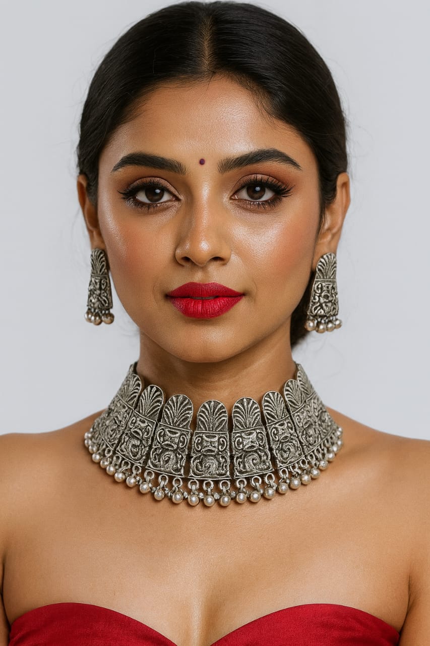 Royal Heritage Oxidised Choker Set