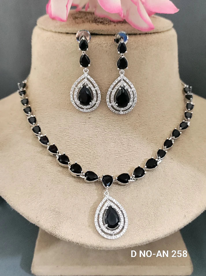 Cz Ad Rodium Necklace Sku AN 258 SR C-3