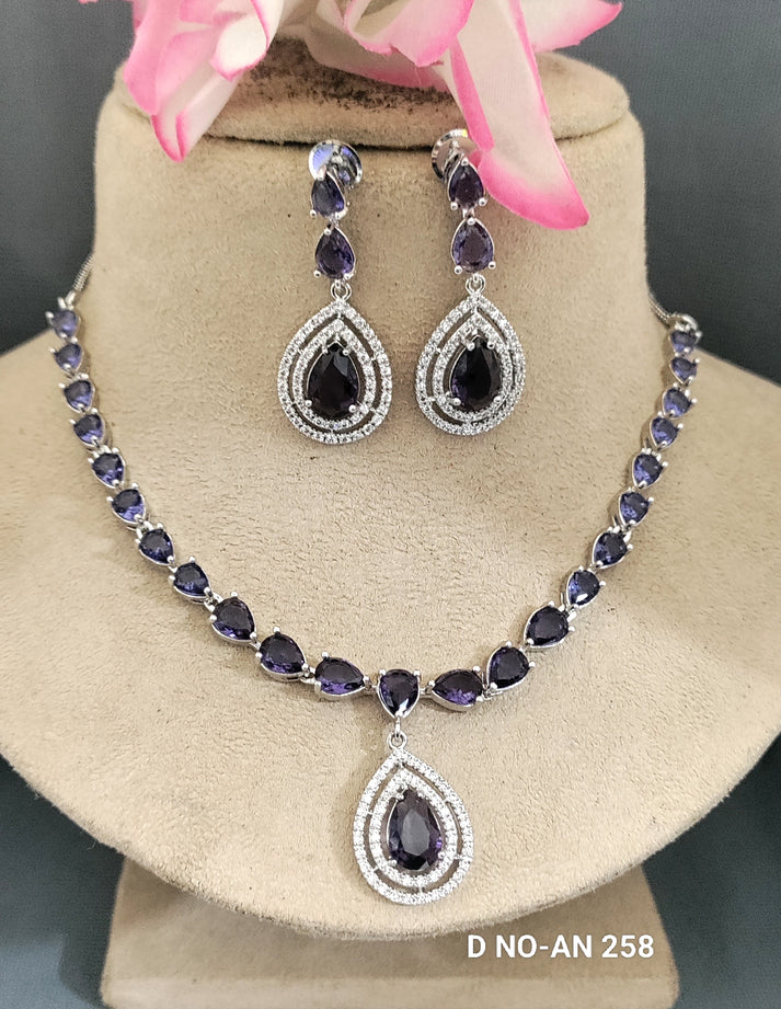 Cz Ad Rodium Necklace Sku AN 258 SR C-3