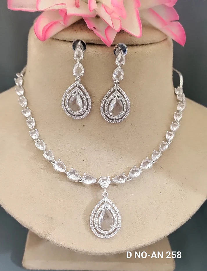 Cz Ad Rodium Necklace Sku AN 258 SR C-3