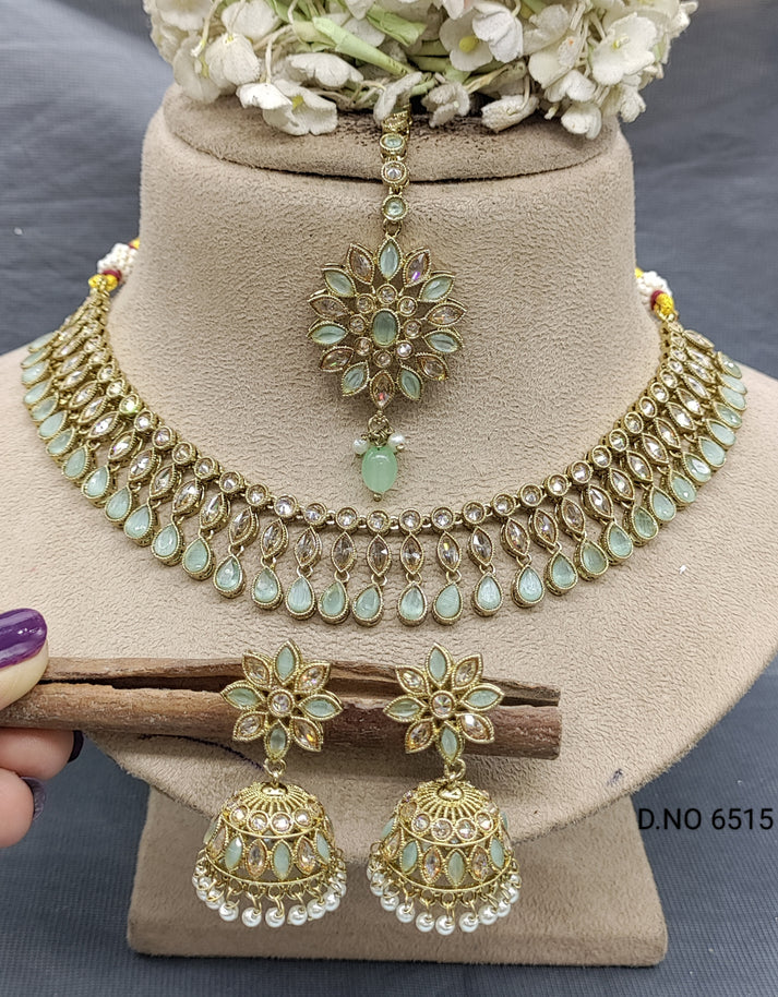 Polki Mehandi Necklace Set Sku 6515 B2