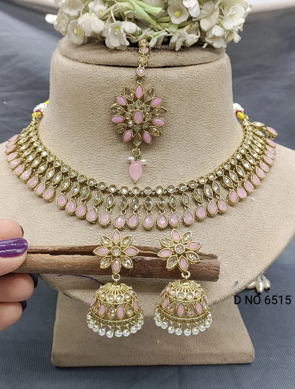 Polki Mehandi Necklace Set Sku 6515 B2