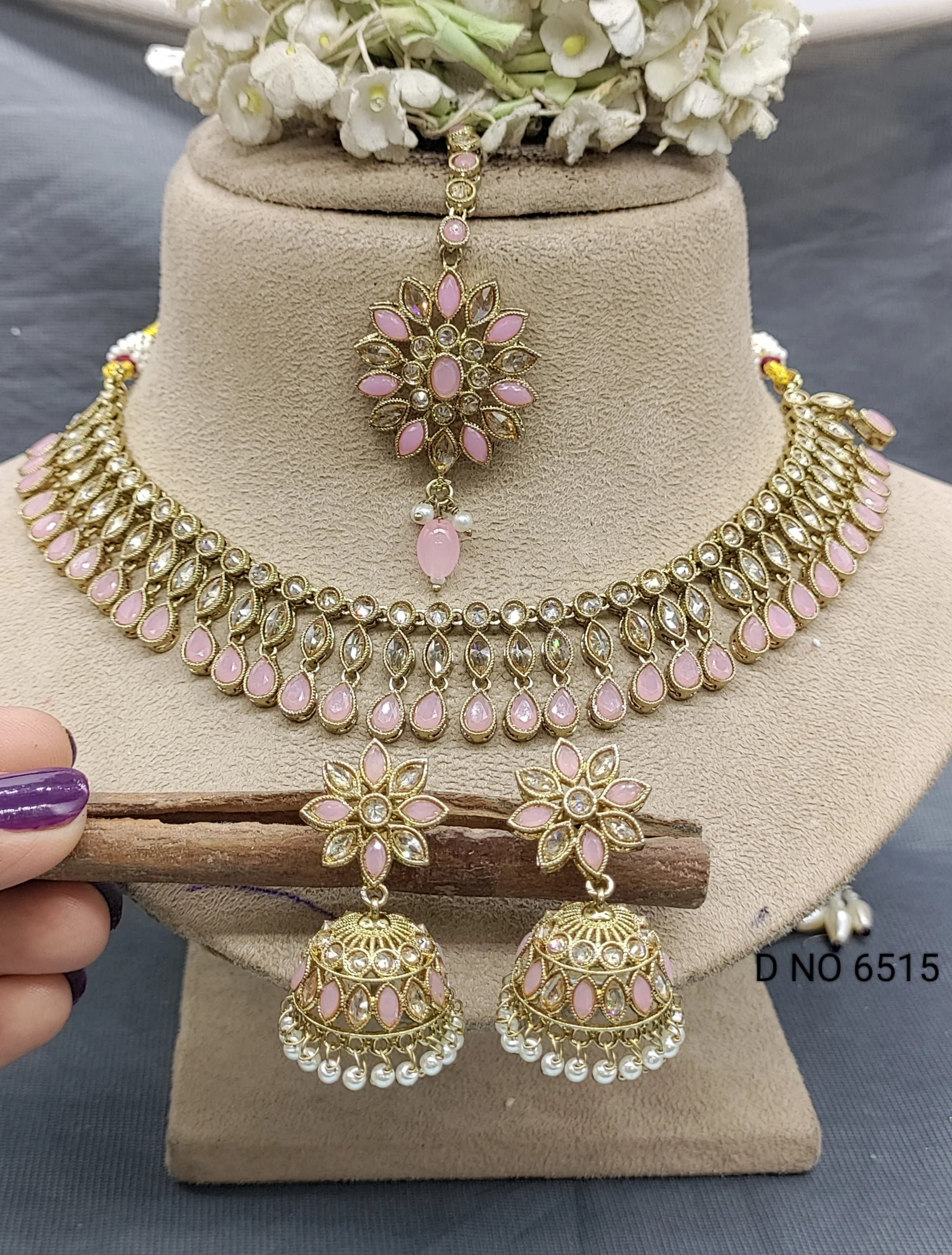 Polki Mehandi Necklace Set Sku 6515 B2