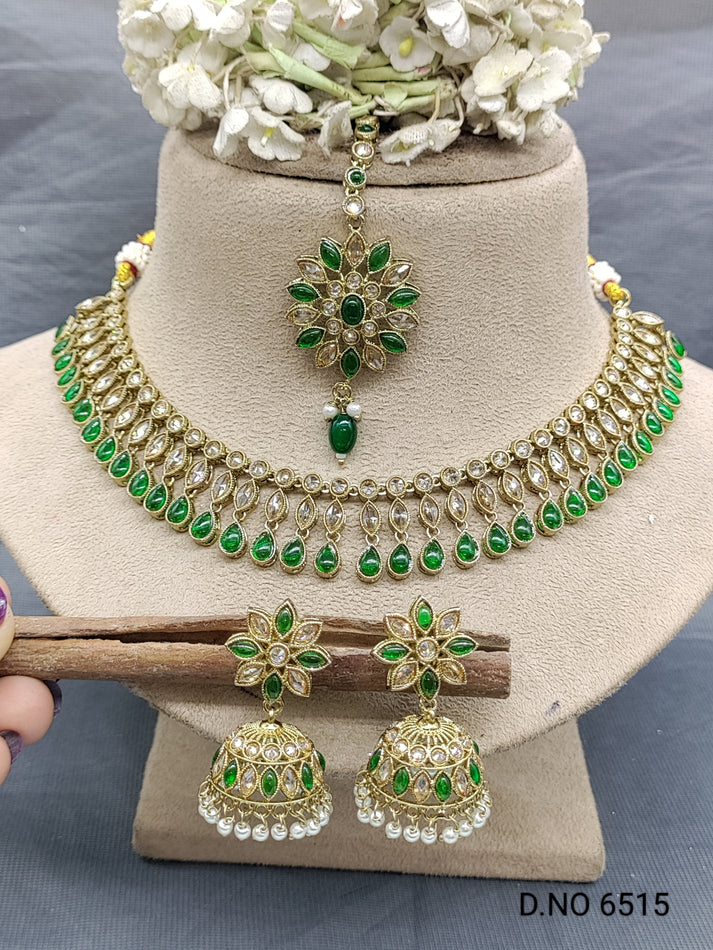 Polki Mehandi Necklace Set Sku 6515 B2