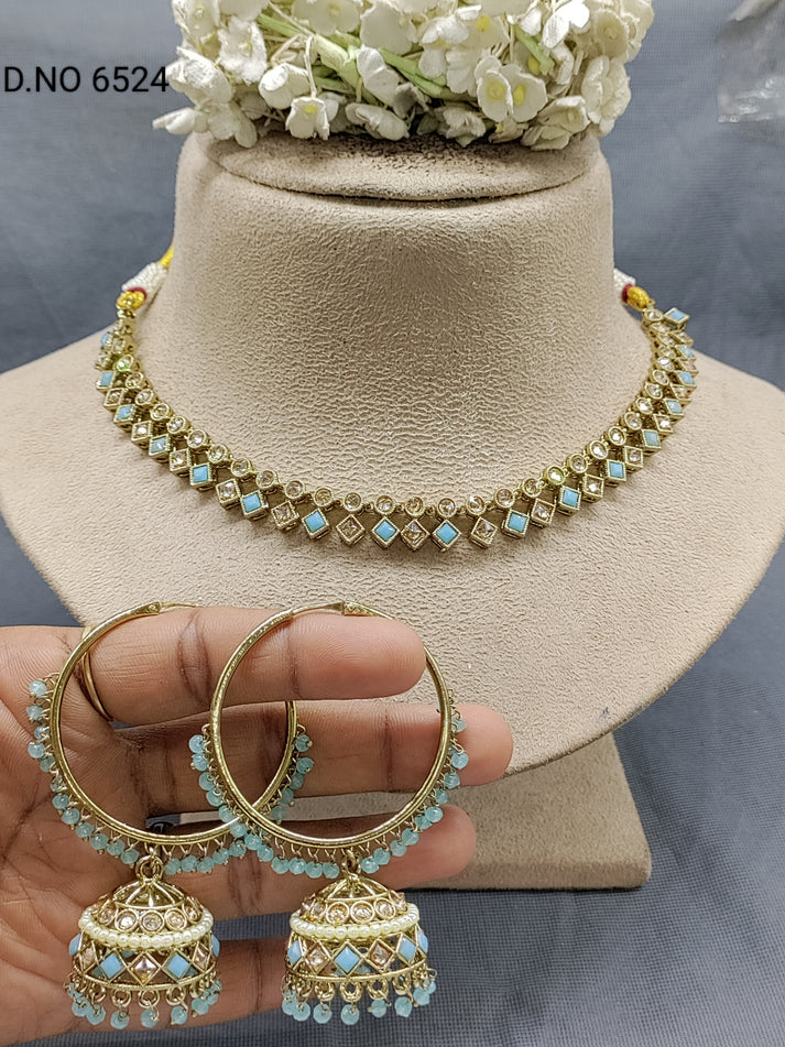 Polki Mehandi Necklace Set Sku 6524 B/8