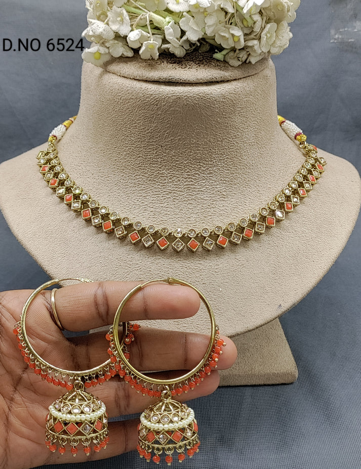Polki Mehandi Necklace Set Sku 6524 B/8