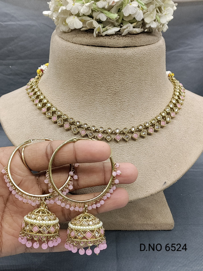 Polki Mehandi Necklace Set Sku 6524 B/8