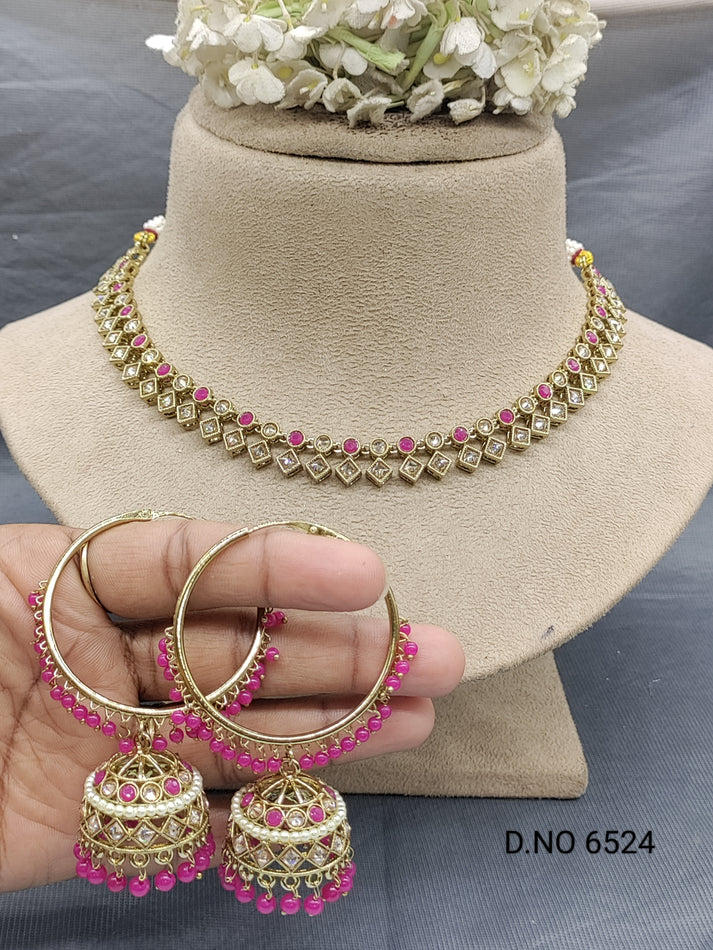 Polki Mehandi Necklace Set Sku 6524 B/8