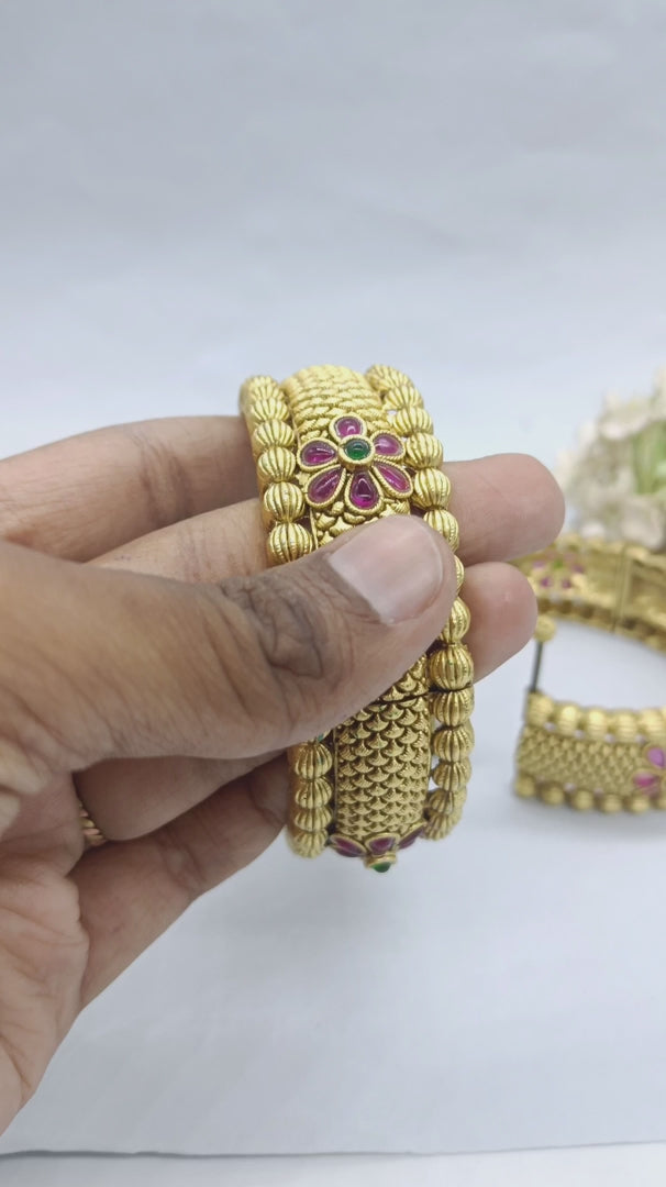 Antique Golden Bangles Sku-3105 D1