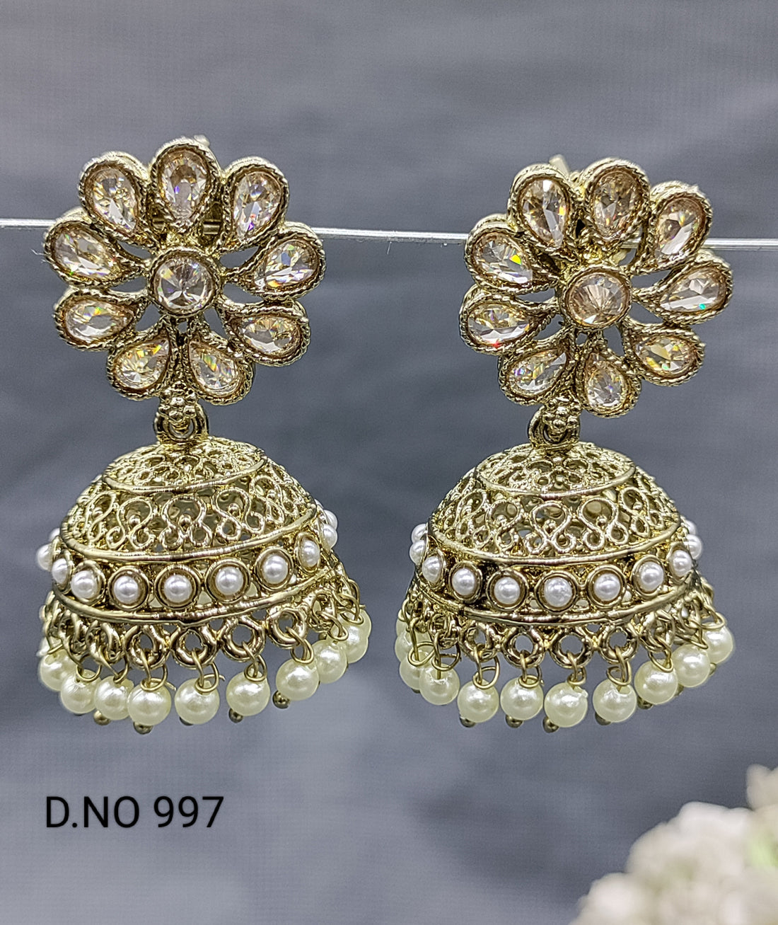 Polki Mehandi Jhumki Earring Sku 997 A3