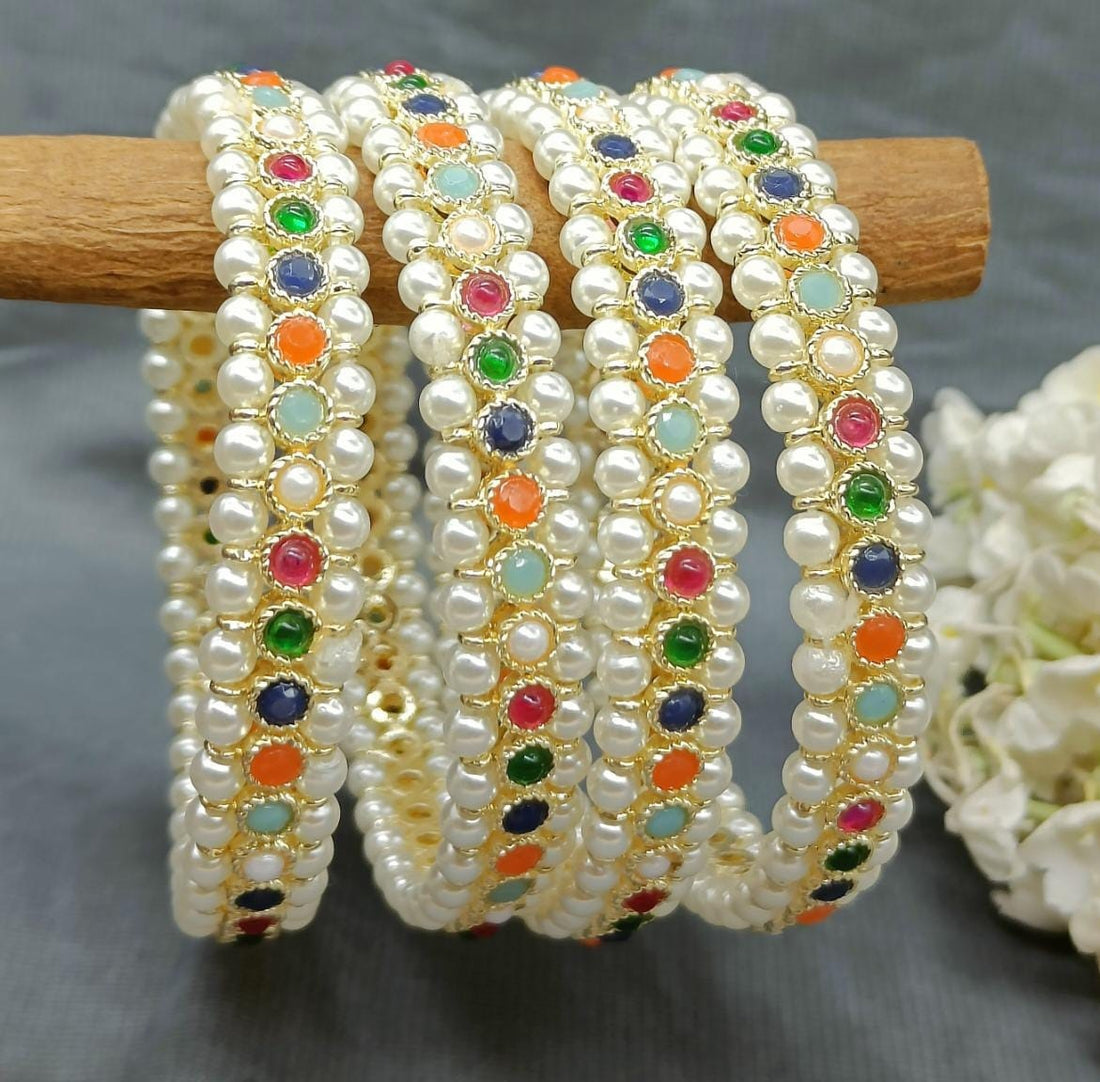 Golden Pearl Stone Bangle SKU-3127