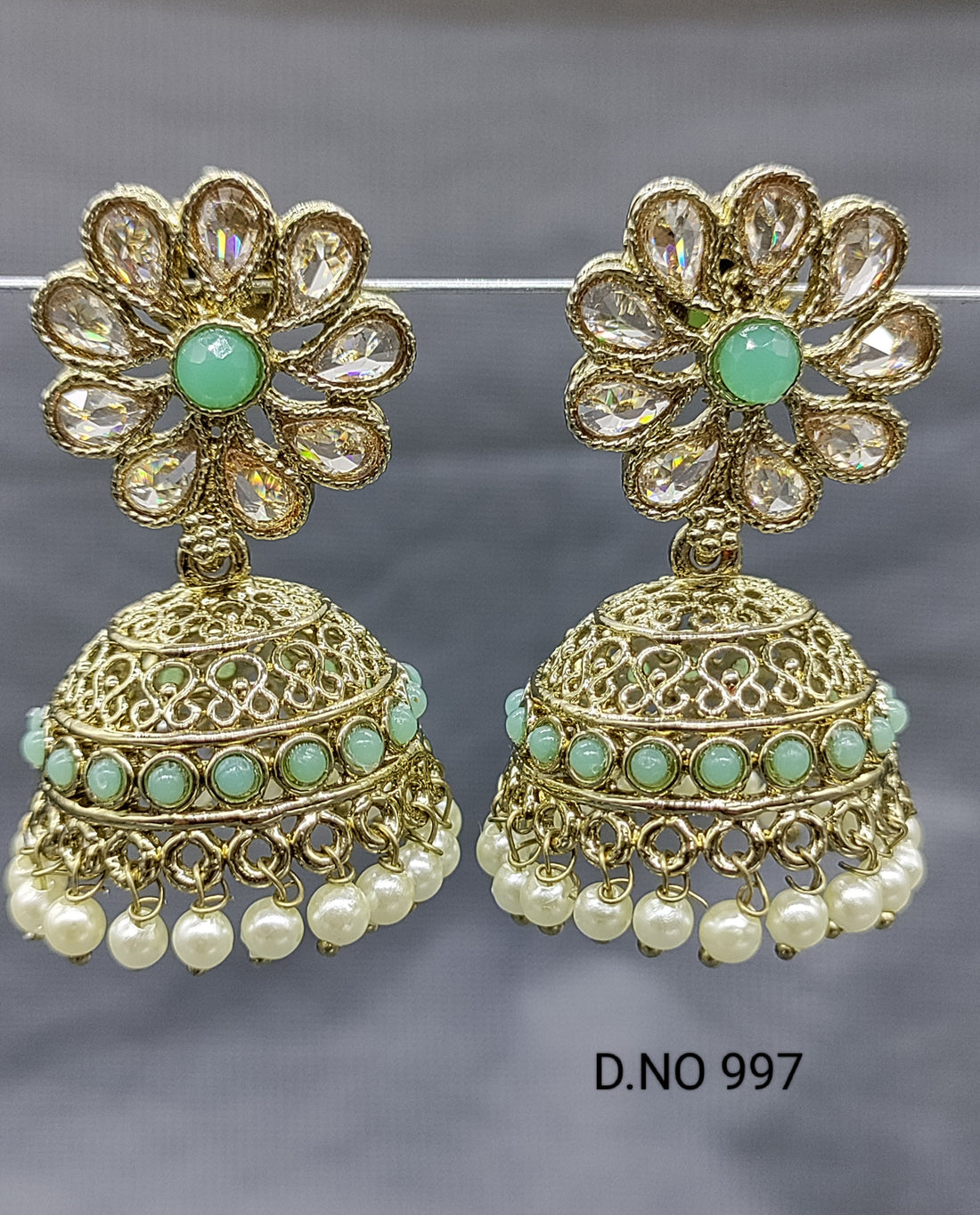 Polki Mehandi Jhumki Earring Sku 997 A3