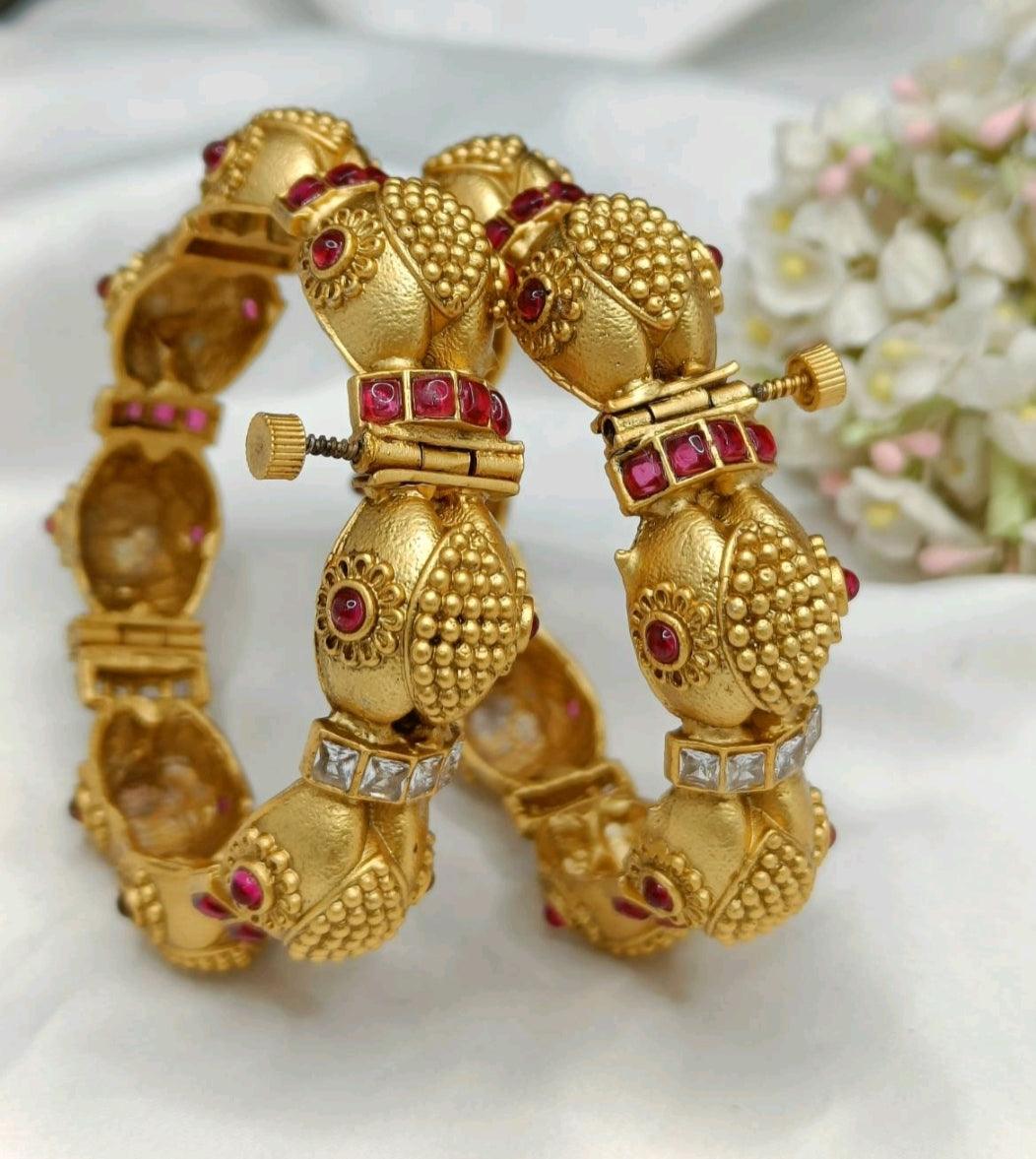 Antique Golden Bangles Sku-3037 D2