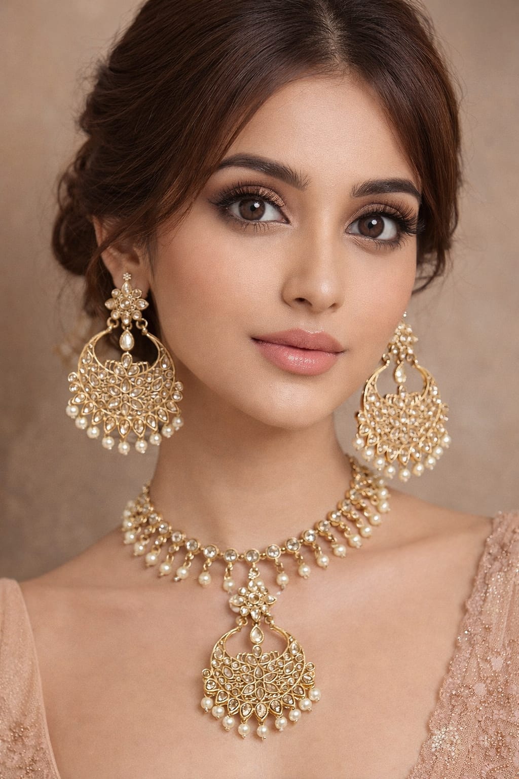 Polki Mehandi Necklace Set Sku 6609 B7