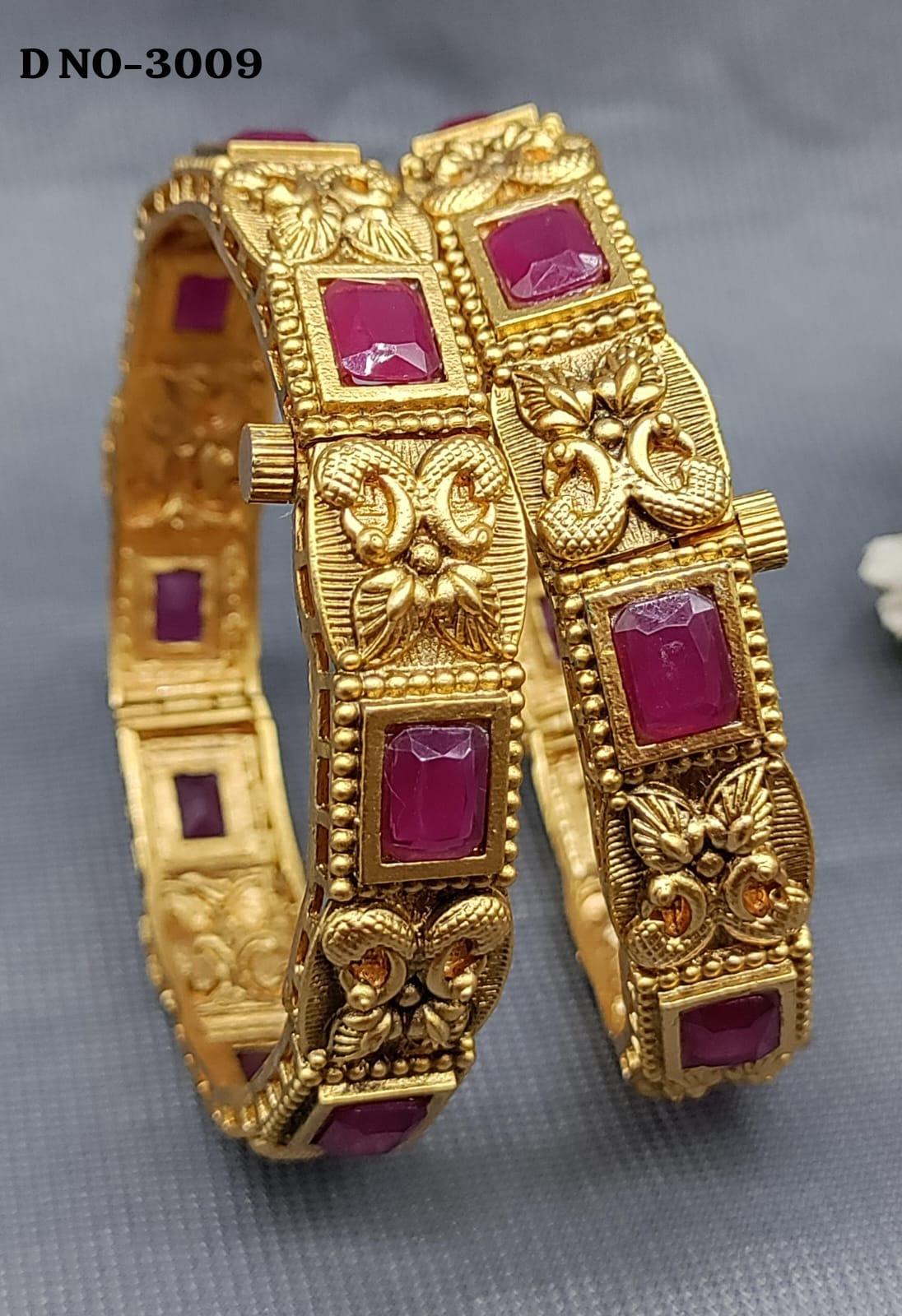 Antique Golden Bangles Sku-3009 D2