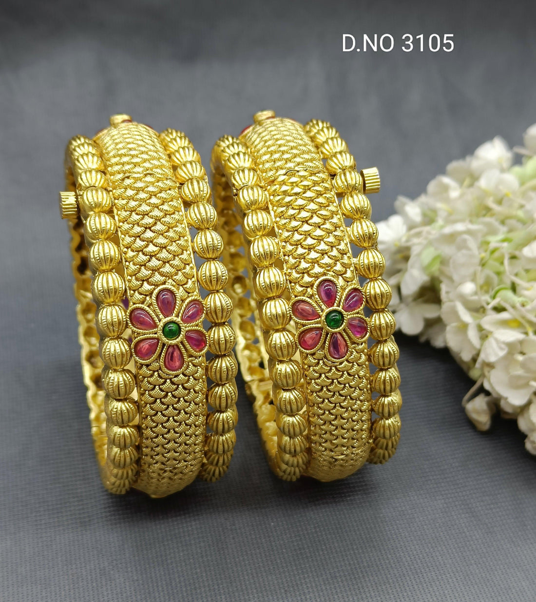 Antique Golden Bangles Sku-3105 D1